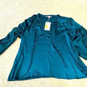 XL green satin Chelsea & Violet blouse